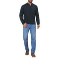 thumbnail image 2 of INSPIRE CHIC Men's Mock Neck Pullover Sweater Solid Color Quarter Zip Knitted Polo Sweater L Dark Blue, 2 of 5