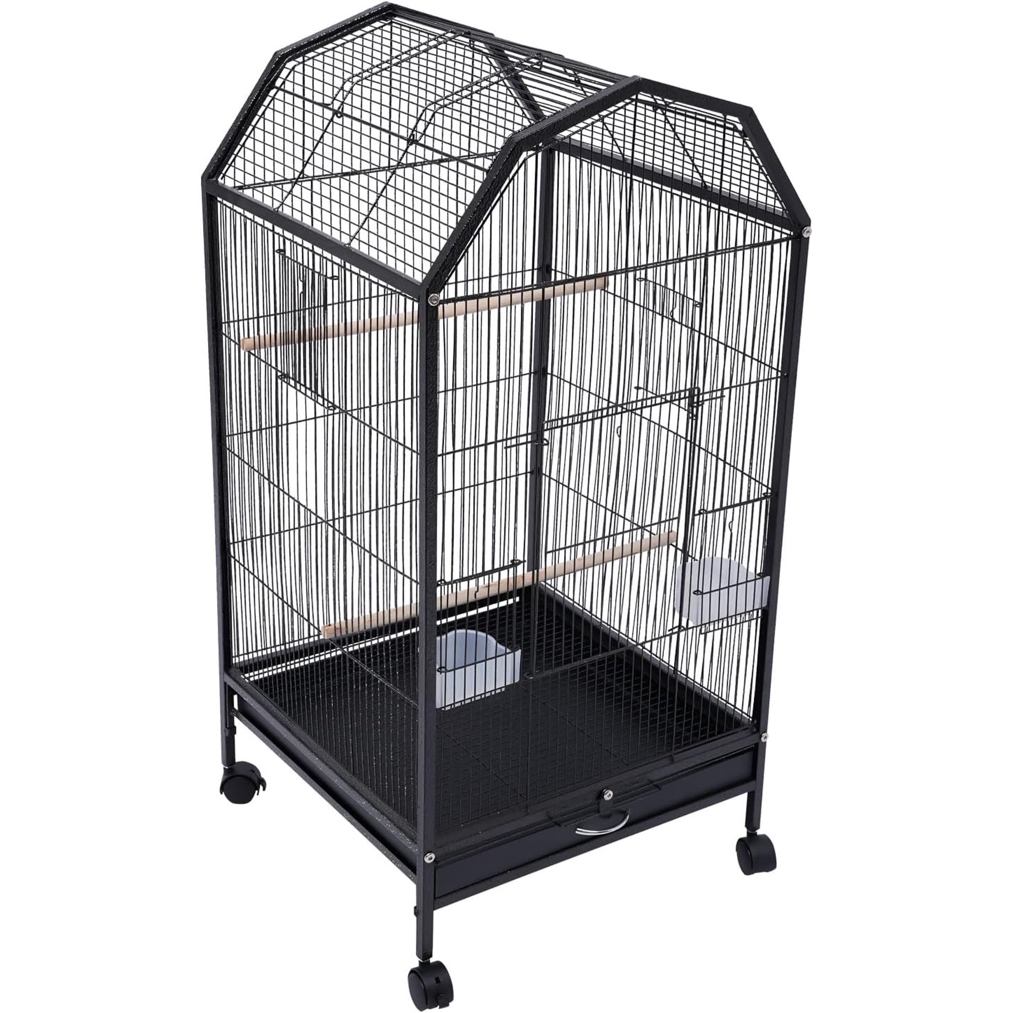 Multi-Functional Bird Cage for Indoor Use, 18x18x40inch Iron Aviary with Removable Tray, & 5 Doors - Ideal for Parakeets, Budgies, Canaries &