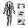 thumbnail image 2 of Halloween Horror Scray Cosplay Role Play Black White Vertical Stripes Suit For Women, 2 of 5