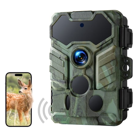CAMPARK Trail Camera WiFi Bluetooth Game Deer Hunting Camera with Night Vision Waterproof IP66 0.1s Trigger Motion Activated Trail Cam 32MP 1080P 2.4 LCD Wildlife Camera