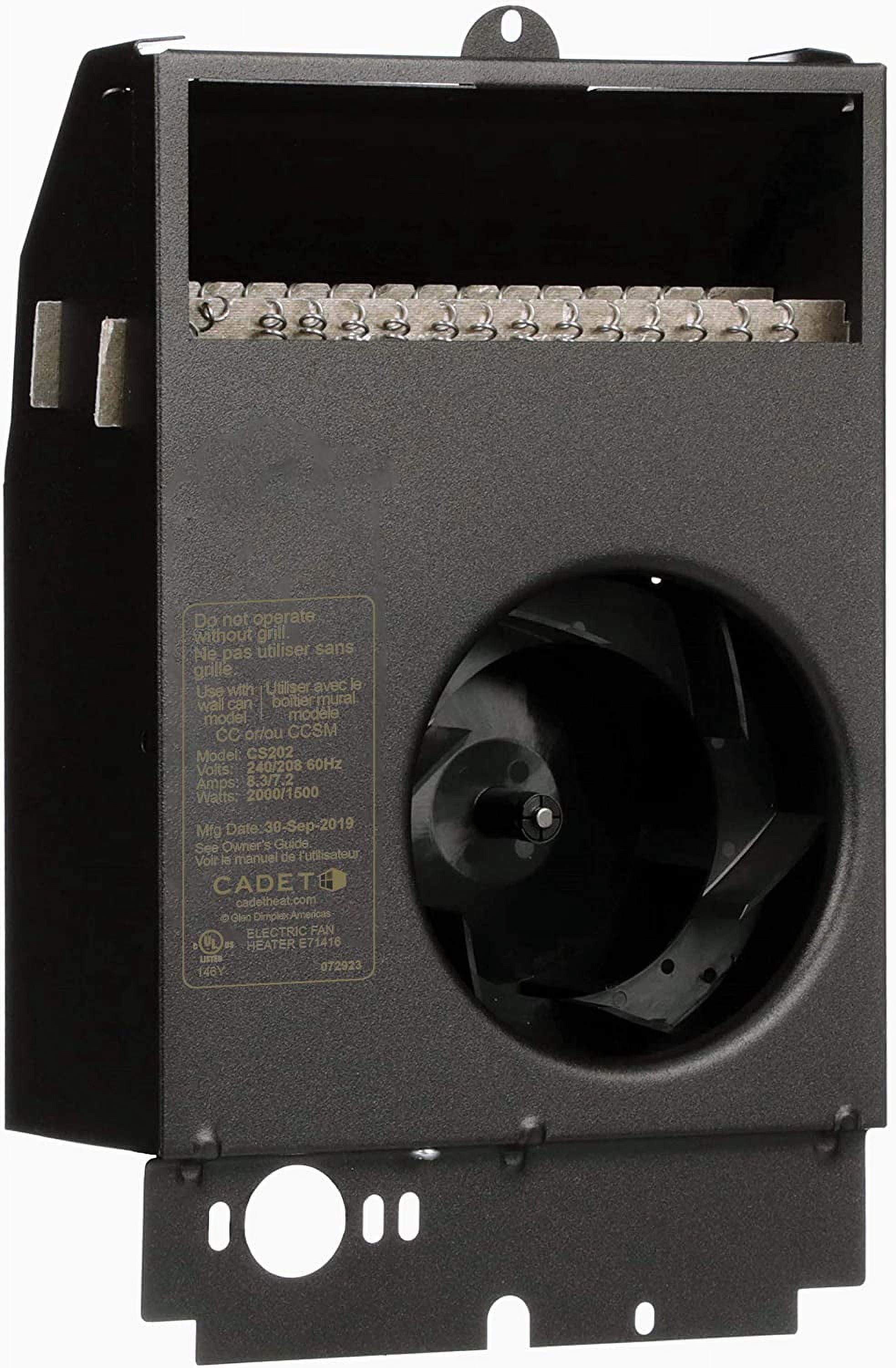 Cadet CS202 6825 BTU 208/240 Volt 2000 Watt Fan Forced Electric In-Wall  Heater Assembly - Walmart.com