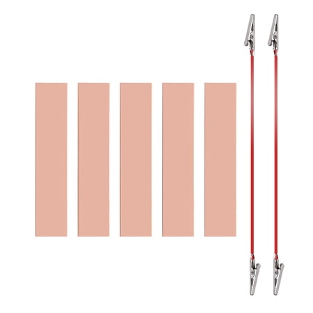 Uxcell 20x100mm Copper Anode Sheet, 5 Pack Pure Copper Strip (99.995% Pure) 1mm Thick Plate Electrode Set with Alligator Clips Cables for Electroplating Plating Experiment