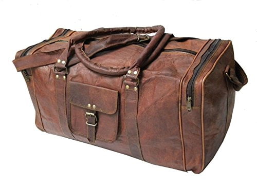 genuine leather duffel travel overnight weekend leather bag