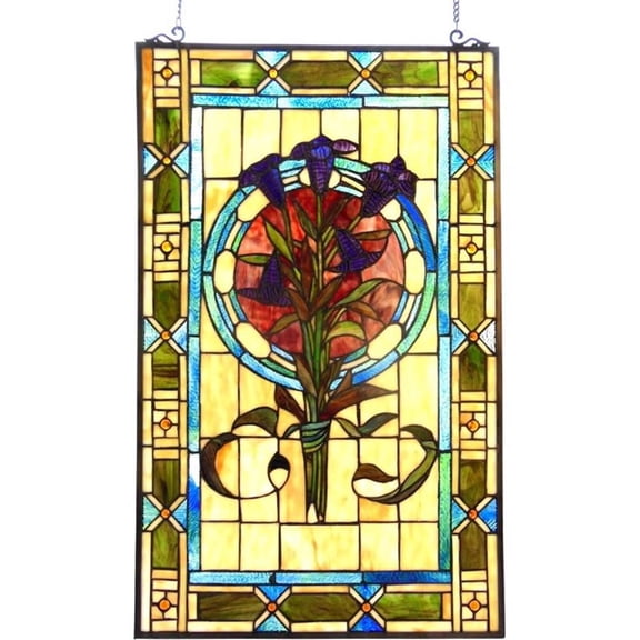 CHLOE Lighting Tiffany-glass Tulips Design Window Panel 20x32