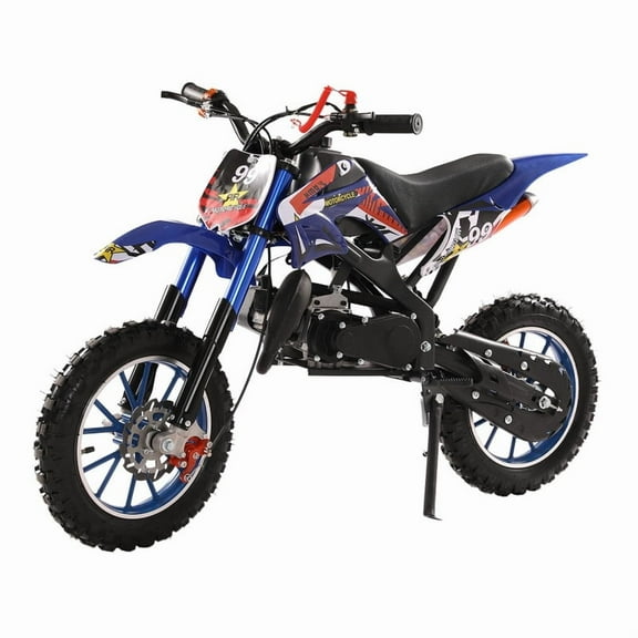 49cc Kids Dirt Bike, 2-Stroke Dirt Bike for Kids,Gas Power Motocross, Off Road Mini Motorcycle, Gas Bike Load 220LBS Springs Soft Seat Cushion Pocket Motorbike with Front Rear Disc Brakes