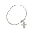thumbnail image 2 of 5 3/4 inch Oval Eye Hook Bangle Bracelet w/ Cross medal charm w/ March Blue Swarovski Crystal, 2 of 3