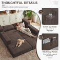 thumbnail image 6 of Holaki 5 in 1 Modular Sectional Sofa with Movable Ottoman, L-Shaped Convertible Boneless Couch for Living Room, Corduroy Deep Seat Sofa, Brown, 6 of 10
