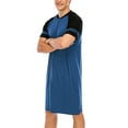 thumbnail image 6 of Men's Nightshirt, Cotton Nightwear Mens Big and Tall Nightshirts Round Neck Short Sleeve PJ Comfy Soft Sleepwear Plain Nightgown Pajamas, 6 of 8