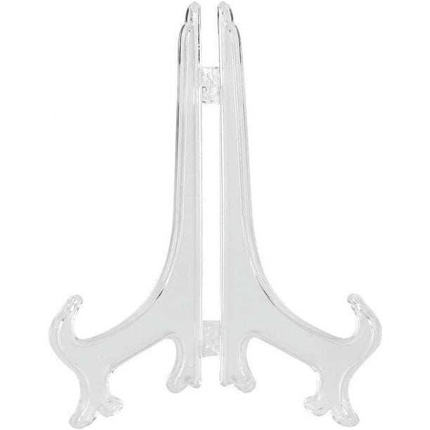 Portaplacas de plástico blanco, caballete transparente, soporte para fotografías, marco de fotografías y platos decorativos, ilustraciones de 17,5 cm en blanco (10 unidades)