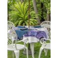 thumbnail image 3 of Outdoor Tablecloth with Umbrella Hole for Patio/Picnic/Party/Camping, Purple Floral Waterproof Table Cloth Round Cover Washable, Spring Farmhouse Lavender Truck Wooden Gray (Dia 54"), 3 of 8