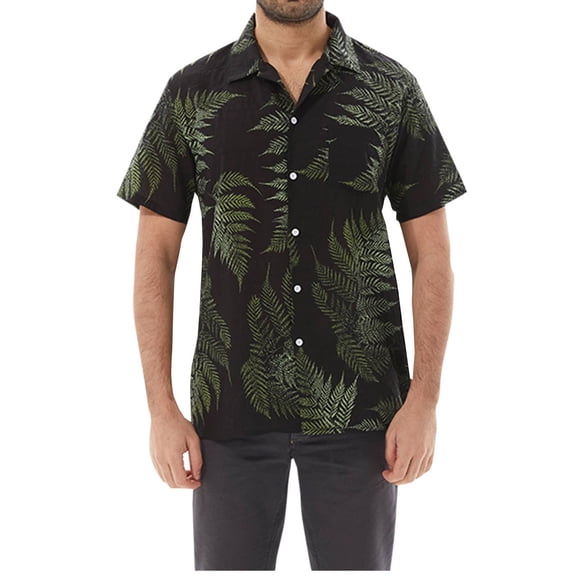 ALLLIST Short Sleeve Men Shirts with Pockets Collared Button Down Shirts Graphic Casual Black Men's Clothing
