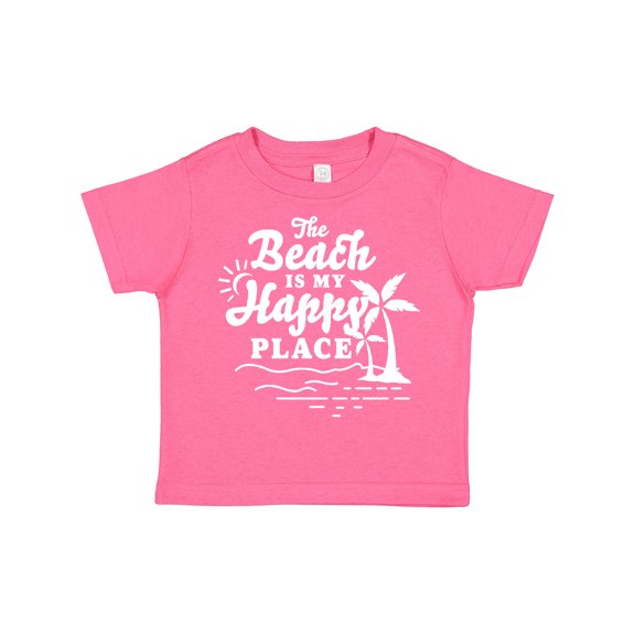 Inktastic The Beach is My Happy Place with Palm Trees Boys or Girls Toddler T-Shirt