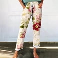 thumbnail image 2 of Casual Pants for Women Autumn Fragrant Linen Vintage Floral Print Pants Perfect for Spring Comfortable Straight Trousers Pants, 2 of 5