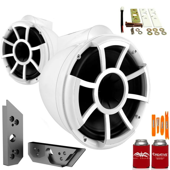Wet Sounds REV 10W-X 10" White Tower Speakers with Malibu G5 Tower Adapters