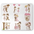thumbnail image 1 of Wedding Mouse Pad, Wedding Doodle Set Bride and Groom Romantic Retro Style Work of Art Print, Rectangle Non-Slip Rubber Mousepad, Brown Pink White, by Ambesonne, 1 of 2