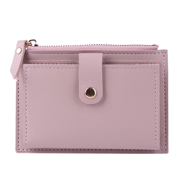 Cartera de cuero PU con cremallera y múltiples ranuras para mujer minicarteras de Color sólido