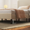 thumbnail image 4 of Queen Size Bed Frame with Charging Station, Upholstered Platform Bed with Wingback Headboard, No Box Spring Needed, Noise Free, Easy Assemble, Beige, 4 of 10