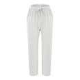 thumbnail image 3 of JJHGVB Palazzo Pants Wide Leg Pants Woman Womens Daily Elastic Waist Straight Solid Color Casual Pants Loose Long Pants Barrel Pants Women Women'S Pants White M, 3 of 6