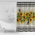 thumbnail image 4 of Extra Long Shower Curtain 72x84 Inch, Sunflower Black Shower Curtain Waterproof Bathroom Decor Country Plaid Summer Bee Spring Leaf Fabric Bath Curtain Set Accessories with Hooks, 4 of 6