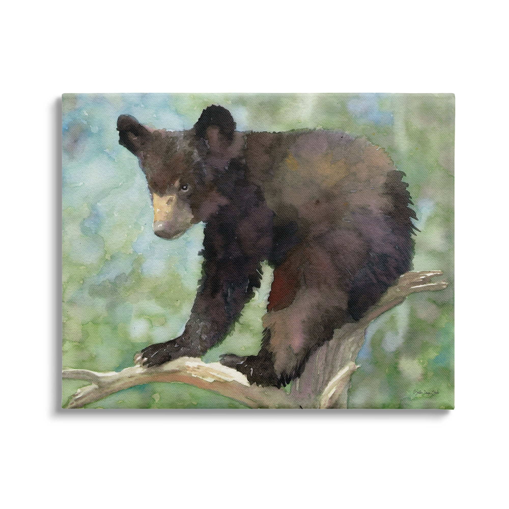 Stupell Bear Cub Forest Tree Wildlife Animals & Insects Painting Gallery Wrapped Canvas Print Wall Art