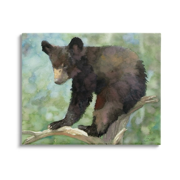 Stupell Bear Cub Forest Tree Wildlife Animals & Insects Painting Gallery Wrapped Canvas Print Wall Art