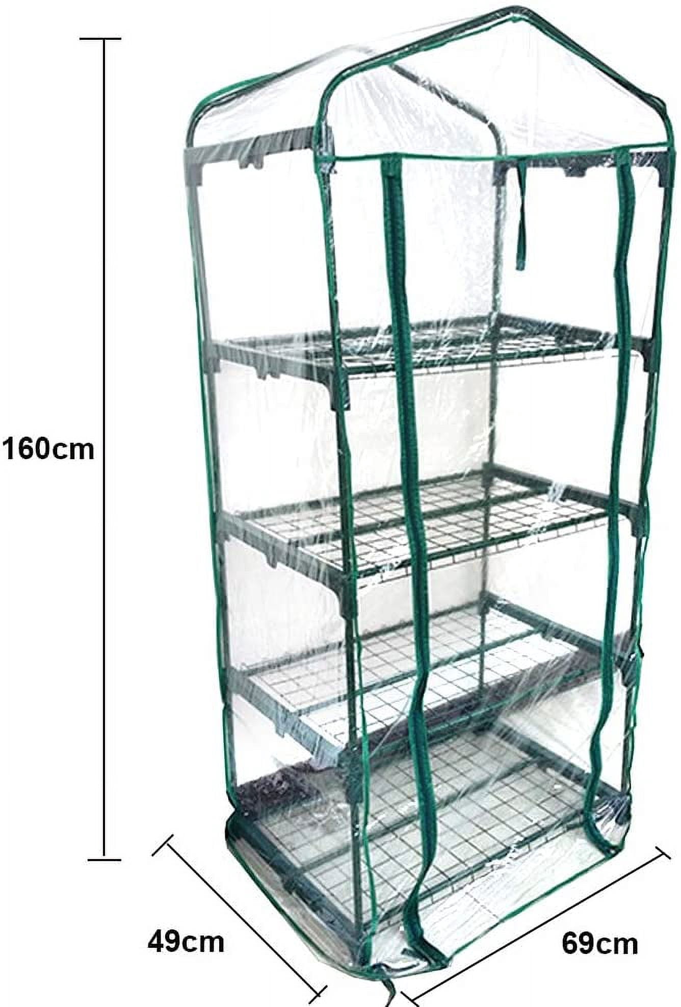 Zhuge 4-Tier Greenhouse Tents Portable Garden Green House Flower Plants Durable PVC Cover, Garden Greenhouse with Roll-Up Zipper Door for Garden Yard Patio Indoor Outdoor Plants(Only Cover)