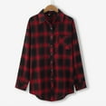 thumbnail image 2 of Women Spring And Autumn Plaid Jacket Cardigan Breasted Single Side Pocket Shirt, 2 of 6