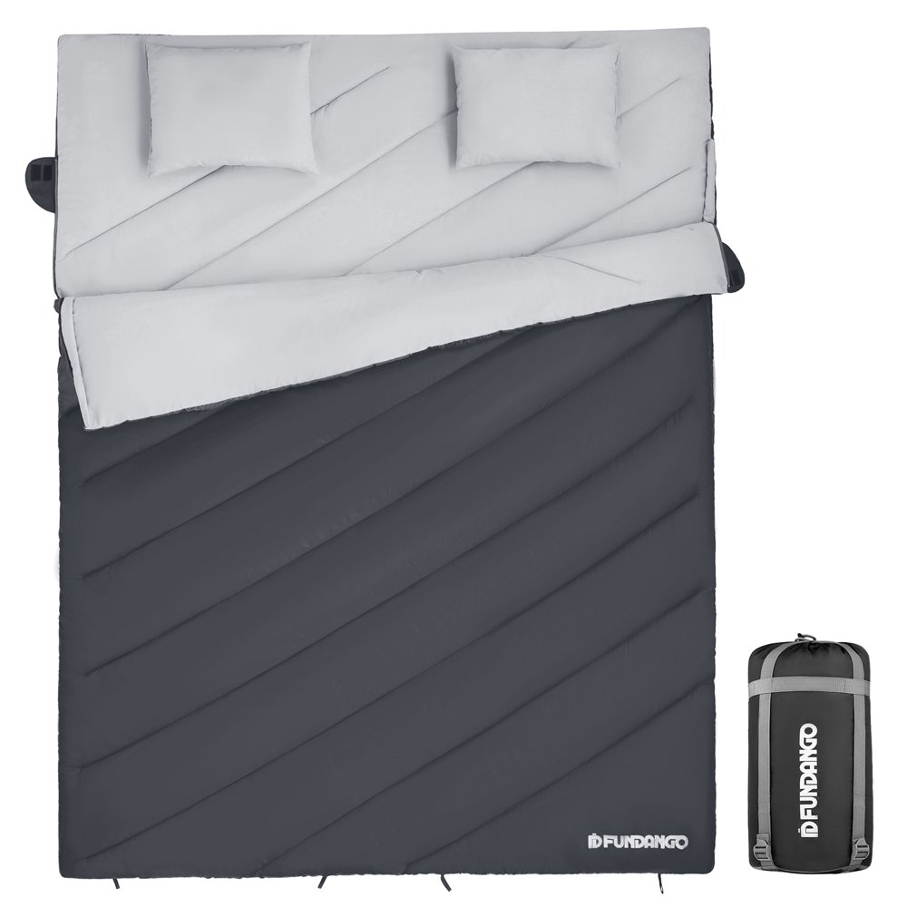 FUNDANGO 3in1 Queen Size Double Sleeping Bag with 2 Pillows for Adult