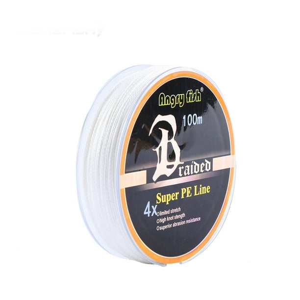 Redcolourful Angryfish Diominate Pe Line 4 Strands Braided 100m/109yds Super Strong Fishing Line 10lb-80lb White White 1.5#: 0.20mm/25lb