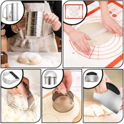 Godance 9 Pcs Stainless Steel Pastry Blender Set, Pastry Blender & Cutter with 5 Biscuit Cutters, 3-Cup Flour Sifter & Non-Stick Silicone Baking Mat | Biscuit Cutter Set for Cooking Cookies and Donut