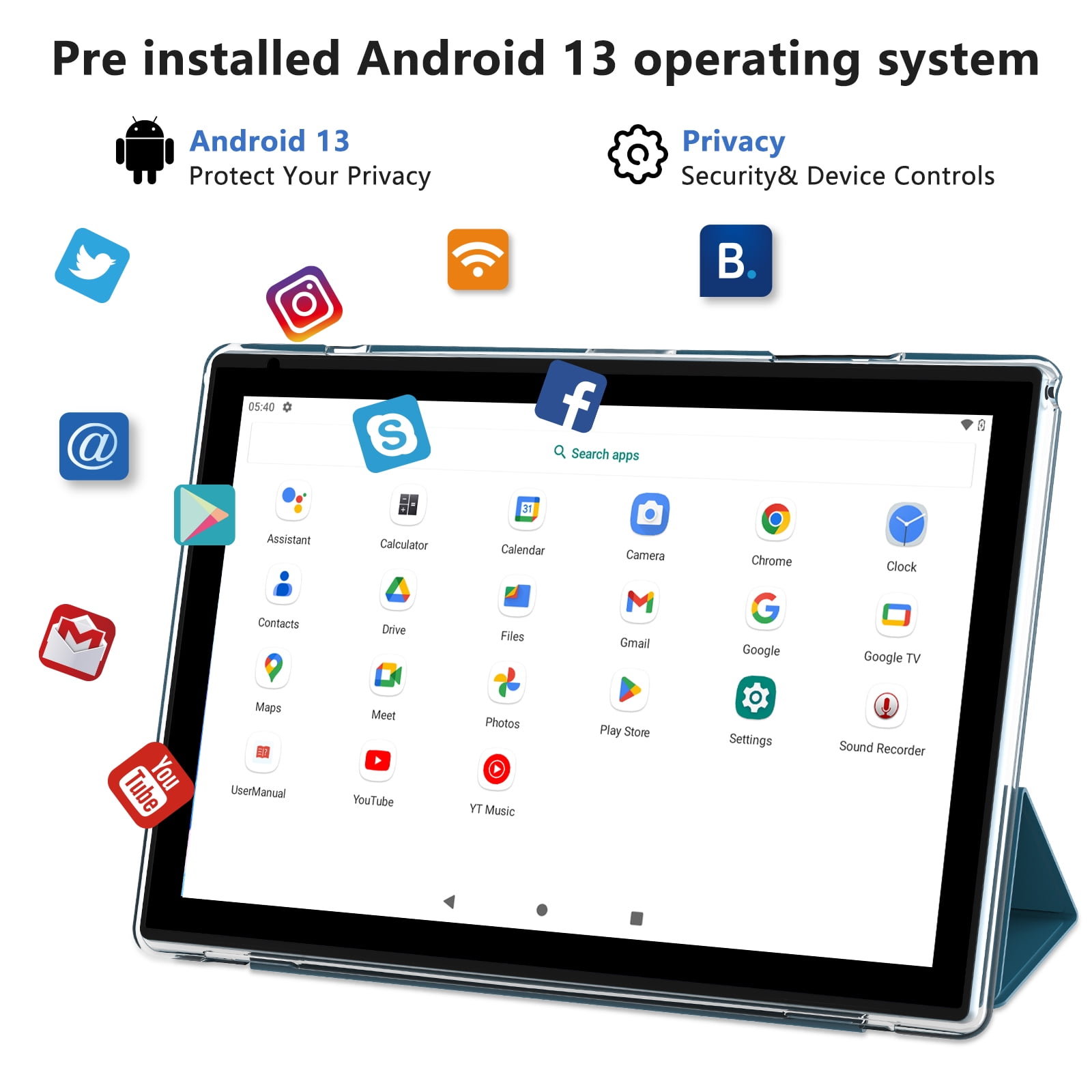 IWEGGO (2024) 10 in 1280 * 800 Child Tablet, 128 GB, Android 13, Wi-Fi, Bluetooth, NavyBlue