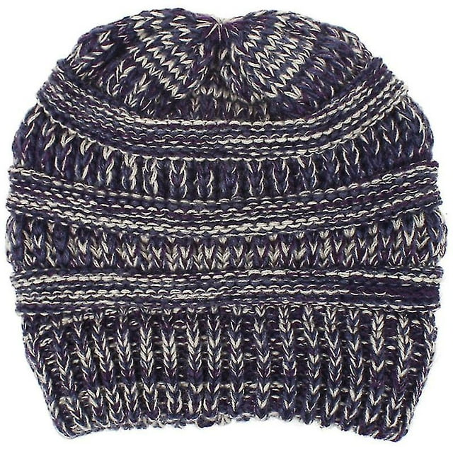 Womens Winter Ponytail Beanie Hat Stretch Knitted Hats Cap