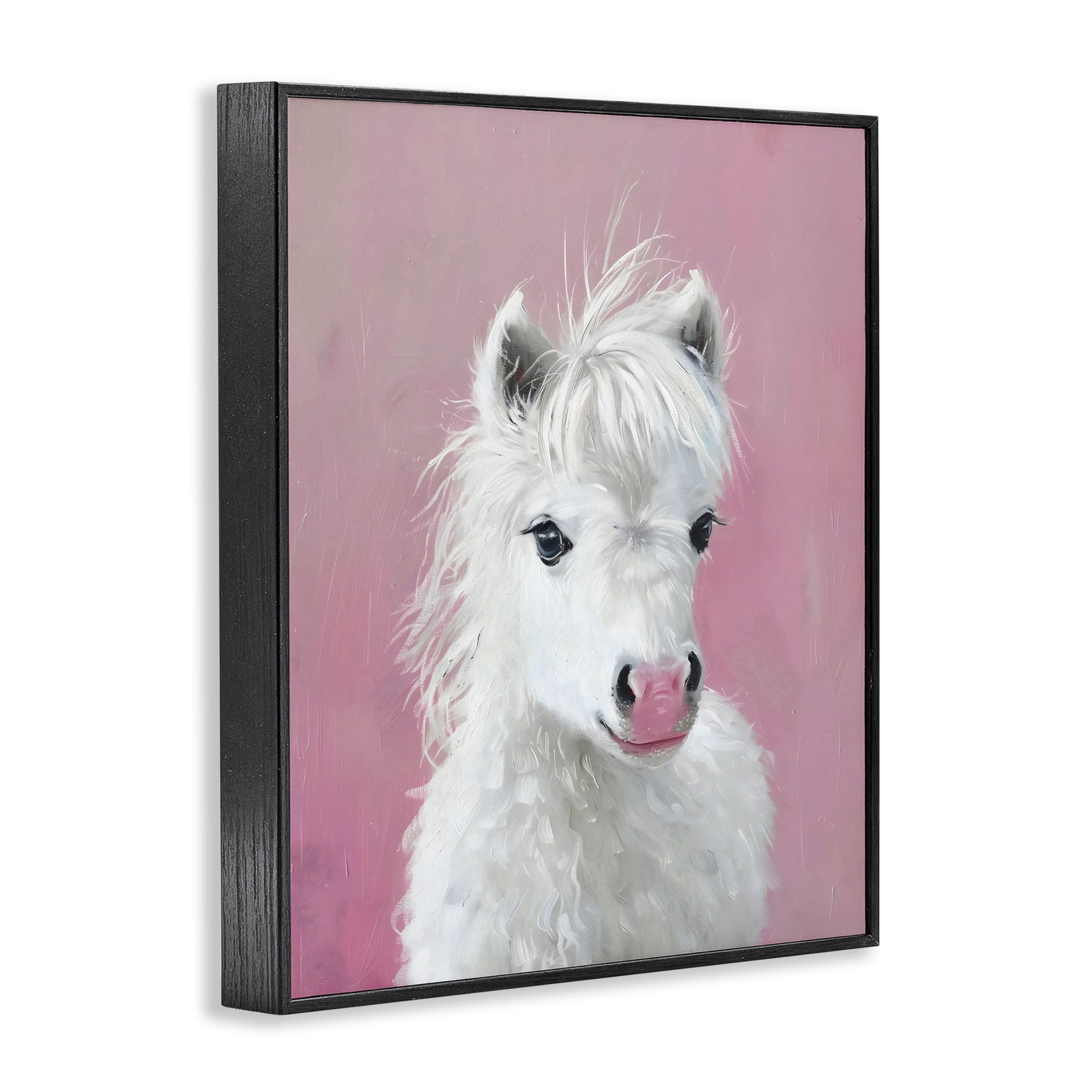 Stupell Industries Gentle White Pony Black Framed Giclee Art, design by The Prints Vibe