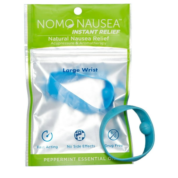 NoMo Nausea Instant Relief Large Blue Aromatherapy Anti-Nausea Bands