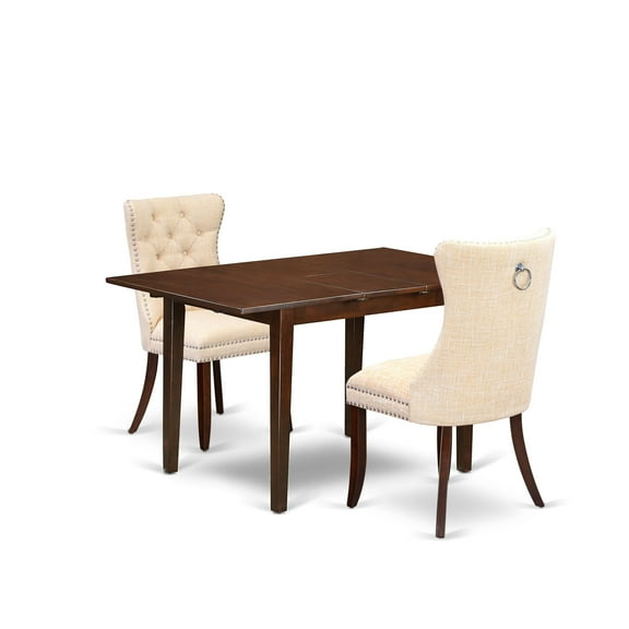 East West Furniture 3 Piece Kitchen Set Consists of a Rectangle Dining Table with Butterfly Leaf
