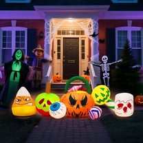 Ktaxon 8' Halloween Inflatables Outdoor Halloween Decoration Pumpkin Candy & Eye with LED Lights 7pcs Blow up LEDs
