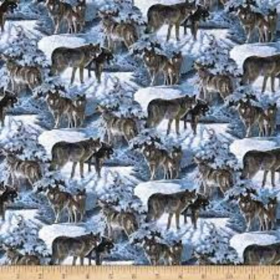WW Silver Wolf Cotton Fabric