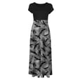 thumbnail image 4 of ICHUANYI Clearance Women's Halloween Print Colorful Long Dress Short Sleeve Print Dresses Beach Casual Maxi Sundress(Gray, S) ICHUANYI WER2023081400286, 4 of 6