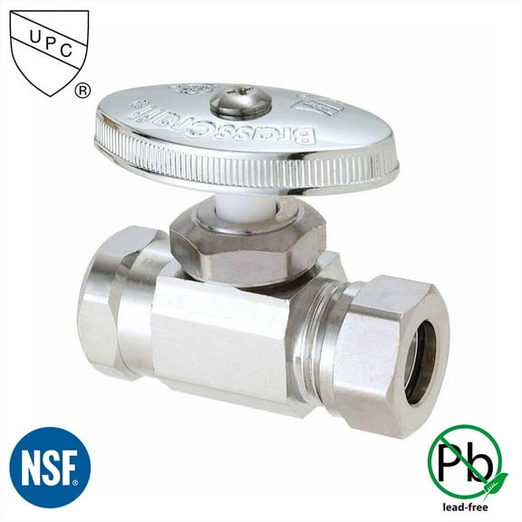 Thrifco 4405466 1/2 Inch FIP x 1/2 Inch Slip Joint Multi Turn Brass Angle Stop Valve (Lead Free)