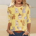thumbnail image 7 of cocolona Womens Easter 3/4 Sleeve Shirts Cute Bunny T-Shirts Summer Crew Neck Tops Graphic Tees, 7 of 7