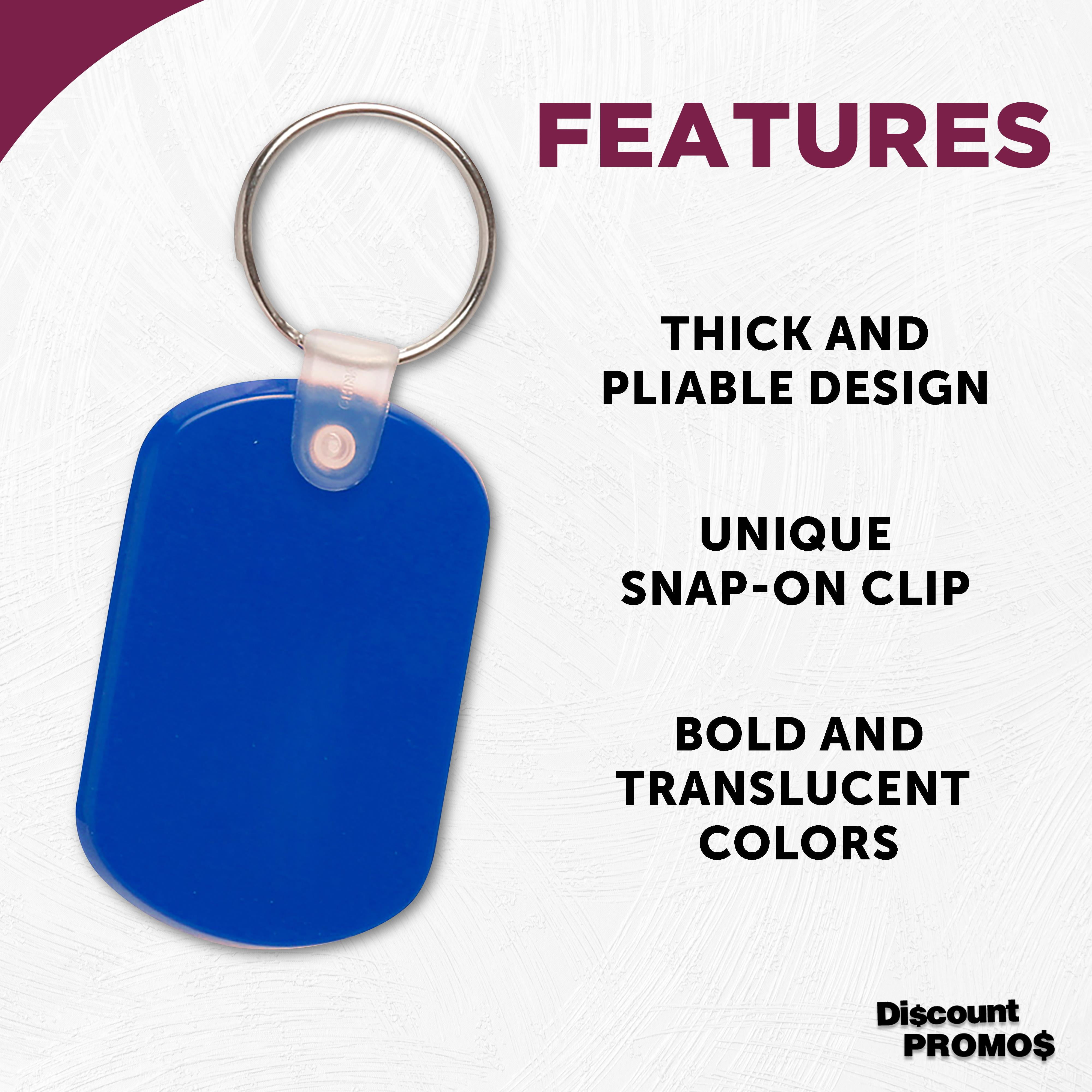 Tag Soft Plastic Keychains - 10 pack - Small Key Tag Chain For Staying Organized - Rubber Key Ring Keychain – Blue