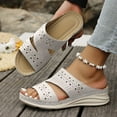 thumbnail image 2 of LOVZFMLL Wedge Sandals for Women 2025 Slip On Open Toe Comfort Walking Clogs Sandals Casual Outdoor Summer Beach Vacation Slides Sandals White 8.5, 2 of 7