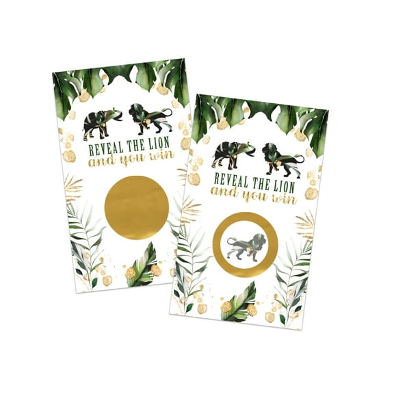 Tropical Scratch Off Game Cards for Bridal Shower, Graduation, Baby Showers or Birthday, Greenery and Gold, 30 Pack - Paper Clever Party
