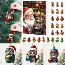 Cat Lovers Advent Calendars 2025 24 Day Cat Ornaments Christmas Countdown Calendar 2D Kitten Pendant Christmas Tree Decorations Cute Animal Kitten Figure Decor Acrylic Holiday Decor