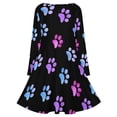 thumbnail image 5 of Pink Blue Purple Galaxy Paw Prints Long Sleeve Sexy Dresses For Women Ladies Vintage Elegant Party Dress Oversized V-neck Dress, 5 of 7