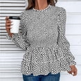 thumbnail image 5 of COSFO Long Sleeve T-Shirts for Women White Crew Neck Peplum Top Leopard Print T-Shirts Trendy Tops for Women 2024, 5 of 6