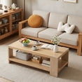thumbnail image 5 of Dayalane 47" Modern Farmhouse Style Coffee Table, 2-Tier Storage Rectangular Center Table with Solid Pine Wood Legs, Thick Wooden Design Rectangular Living Room Table for Living Room Office, Natural, 5 of 11