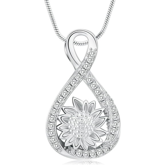 Sunflower Urn Necklace for Ashes Infinity Love Cremation Jewelry Memorial Ash Pendant Keepsake Jewelry for Women Memorial Human Pet Ashes Pendant