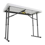 Lifetime 4 Foot Adjustable Rectangle Folding Table, Indoor/Outdoor Commercial Grade, White Granite (80160)