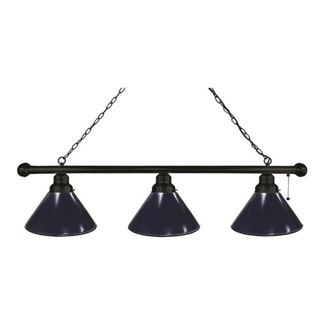 Holland Bar Stool BL3BKDkBl Dark Blue 3 Shade Pool Billiard Light, Black